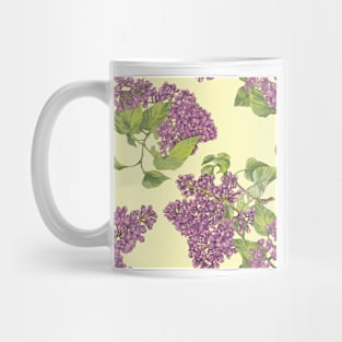 Lilac flower on yellow Mug